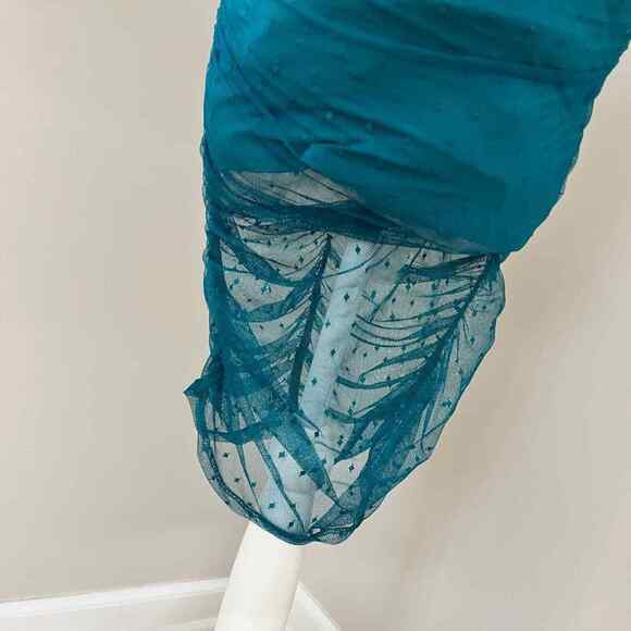 NEW House of Harlow 1960 x Revolve Nola Aquamarine Ruched Dress - Picture 4 of 7